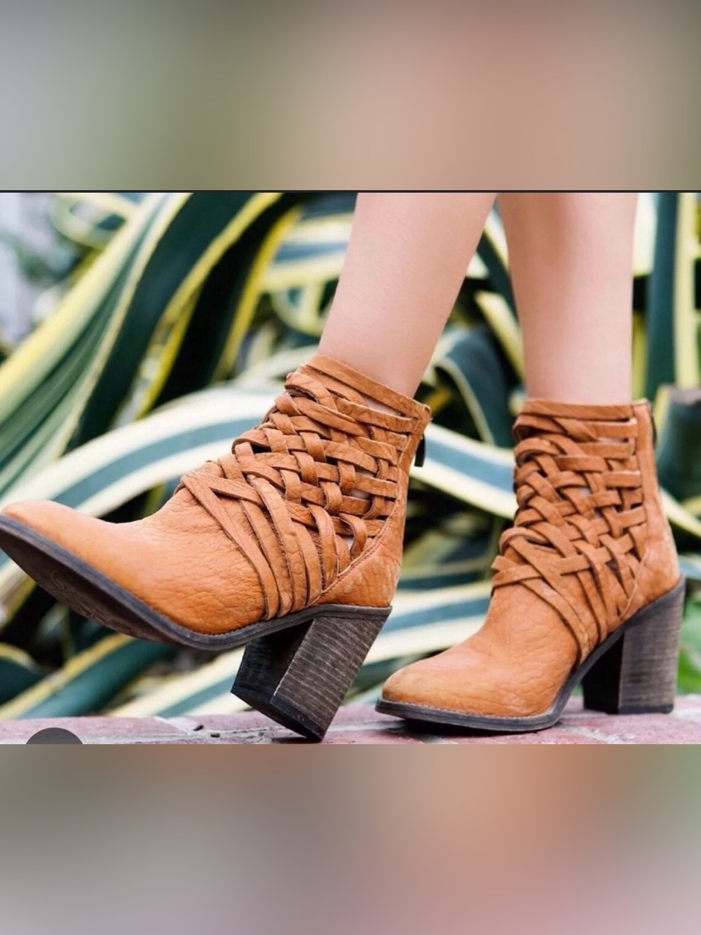 Free People Carrera Woven Leather Ankle Boot Boots Brown EU 40